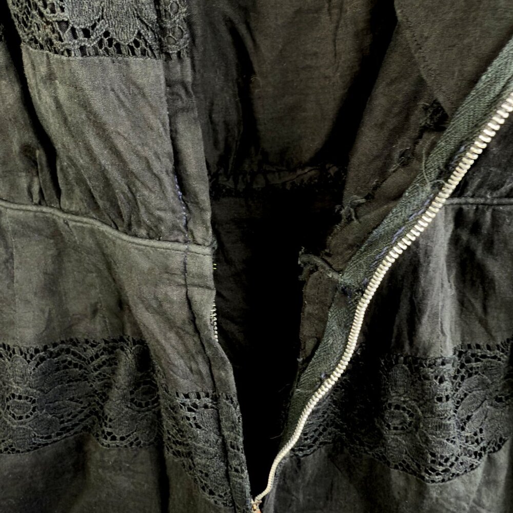 Vintage Victorian style Lou‑Ette Gothic Black Cotton Lace Dress Steampunk Vibe - Picture 5 of 11